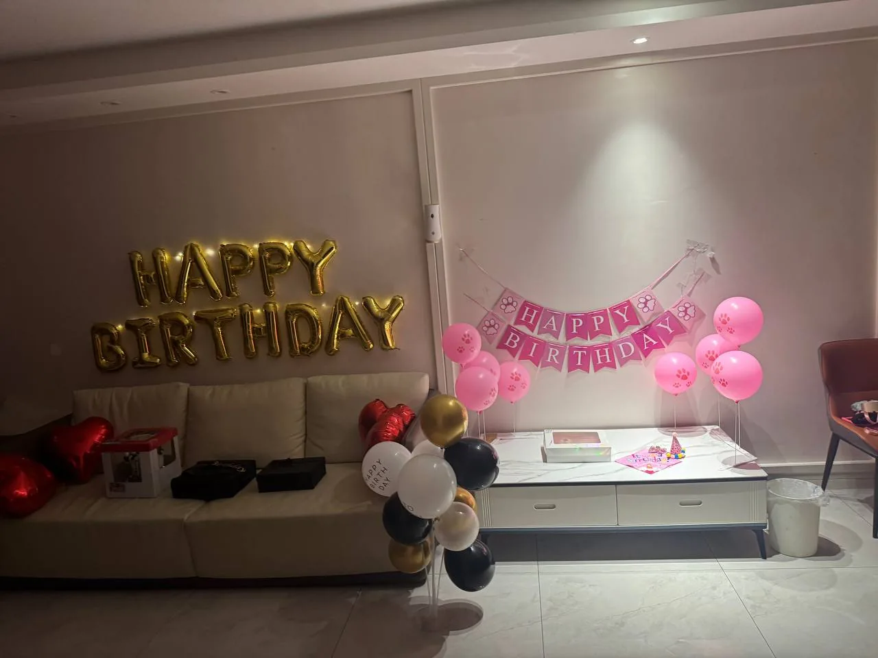Birthday decorations prepared at home